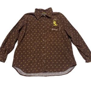 Looney Tunes Tweety Courduroy Long Sleeve Button Down Top 2XL